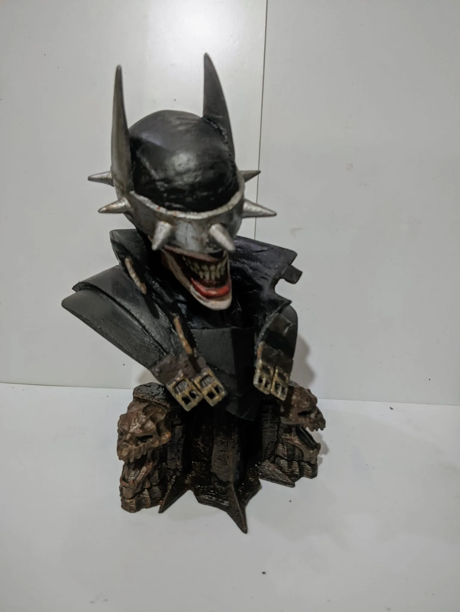 Detail shot of the Batman Who Laughs hand-painted expression