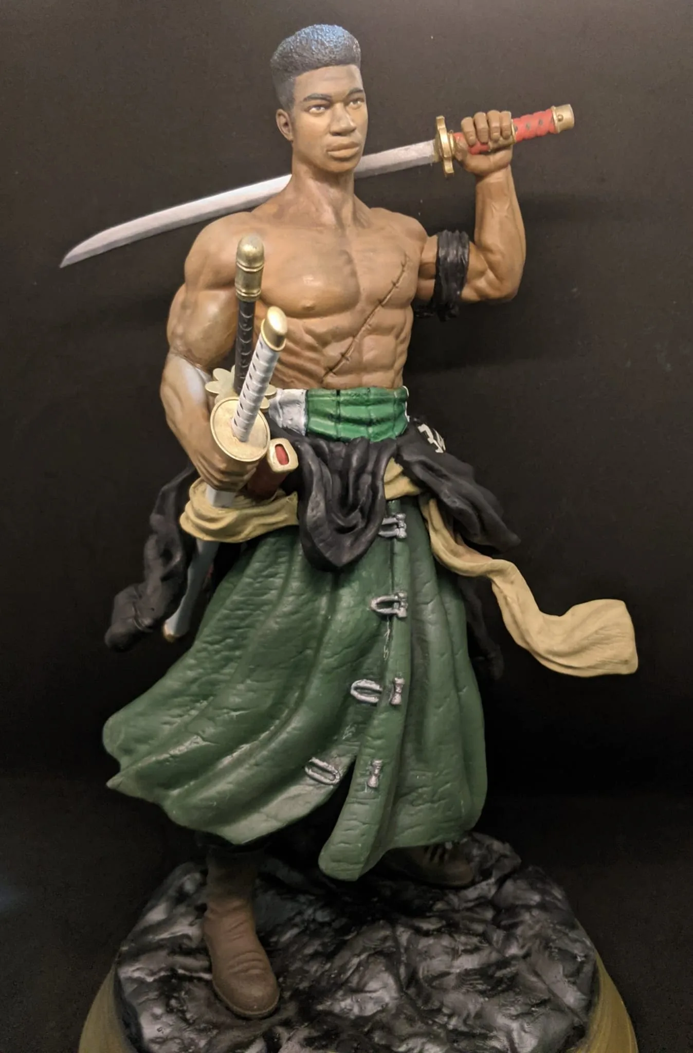 Giannis as Roronoa Zoro sculpture, NBA-anime mashup in resin