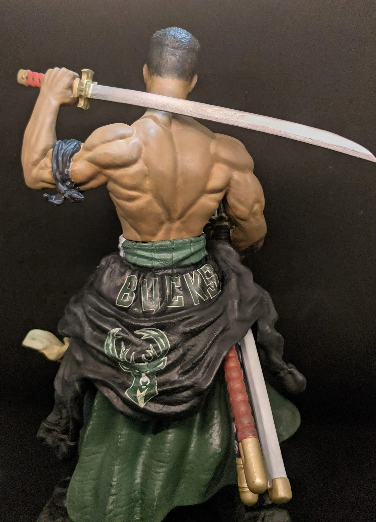 Alternate angle of the Giannis as Roronoa Zoro figure