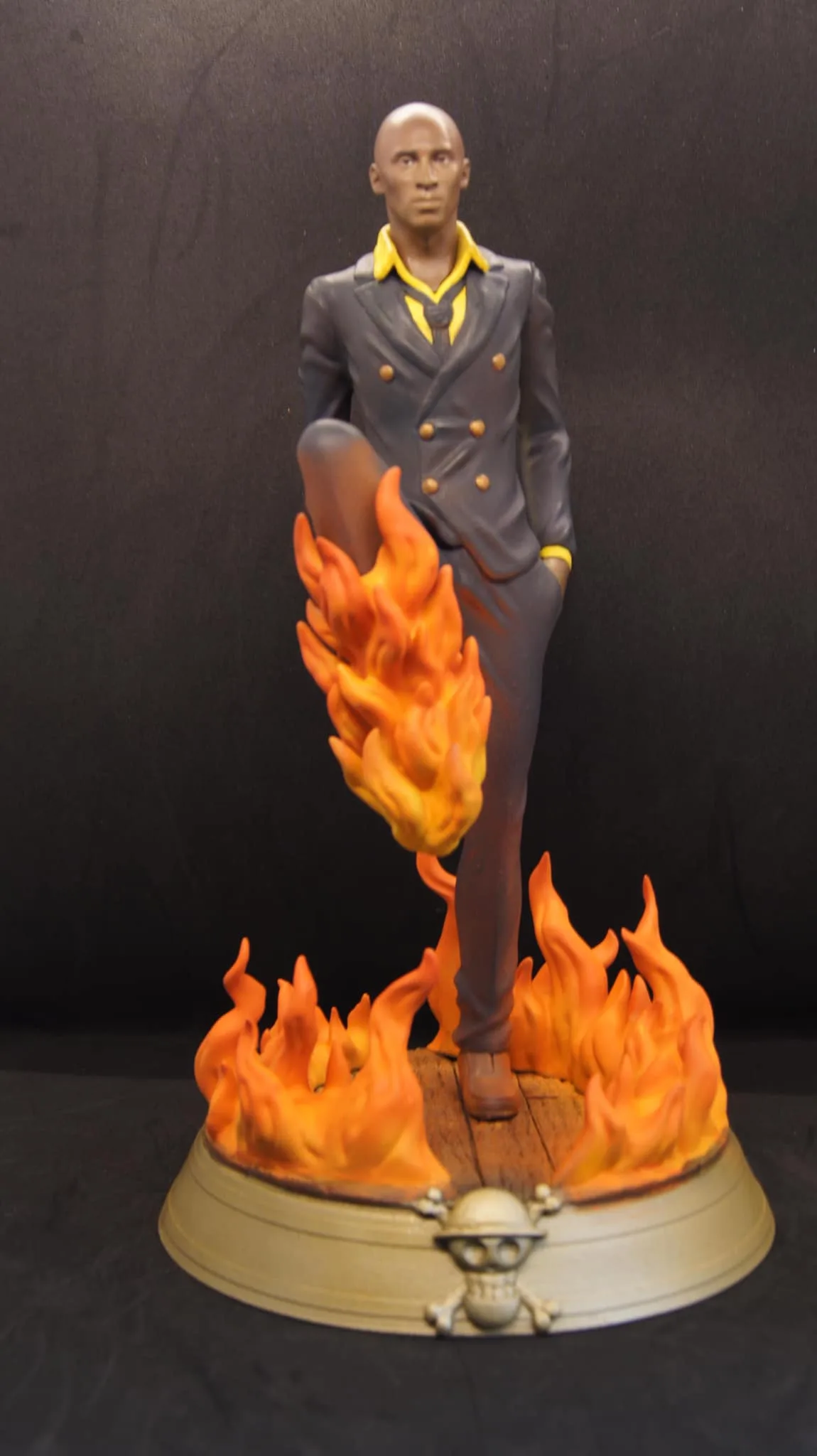 Kobe Bryant as Vinsmoke Sanji sculpture with flame effects