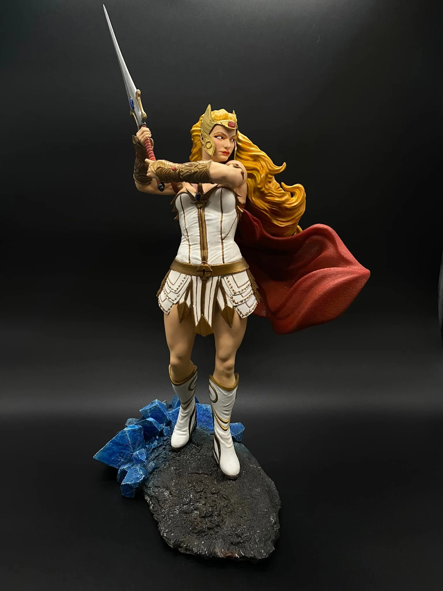 Close-up of She-Ra's gold armor and powerful presence