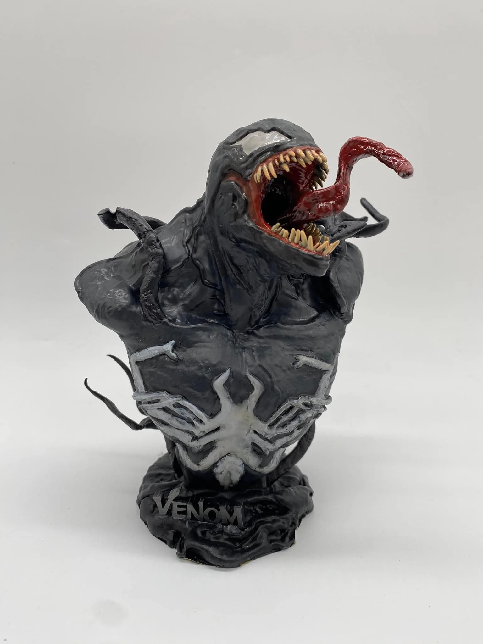 Venom bust sculpture, gooey spider-man enemy in resin
